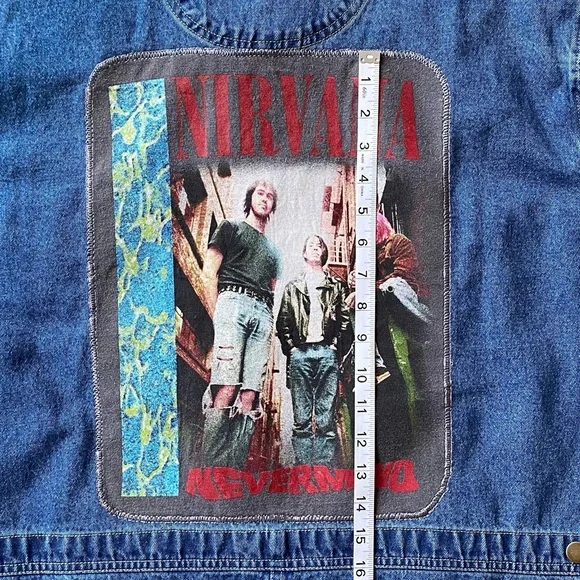 Vintage Uycycled Crossroads Denim Jacket W/ Custom Nirvana Embroidered Patch - Picture 16 of 16